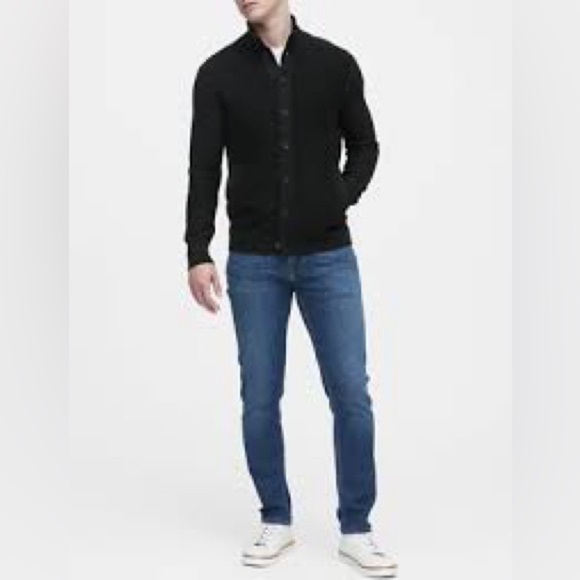 Banana Republic Men's Black Cardigan Cotton Sweater Jacket Size Medium NEW - Picture 2 of 14